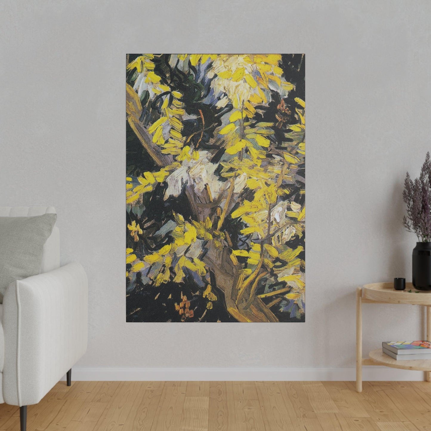 Vincent van Gogh's Blossoming Acacia Branches (1890) famous painting - Matte Canvas, Stretched, 0.75"