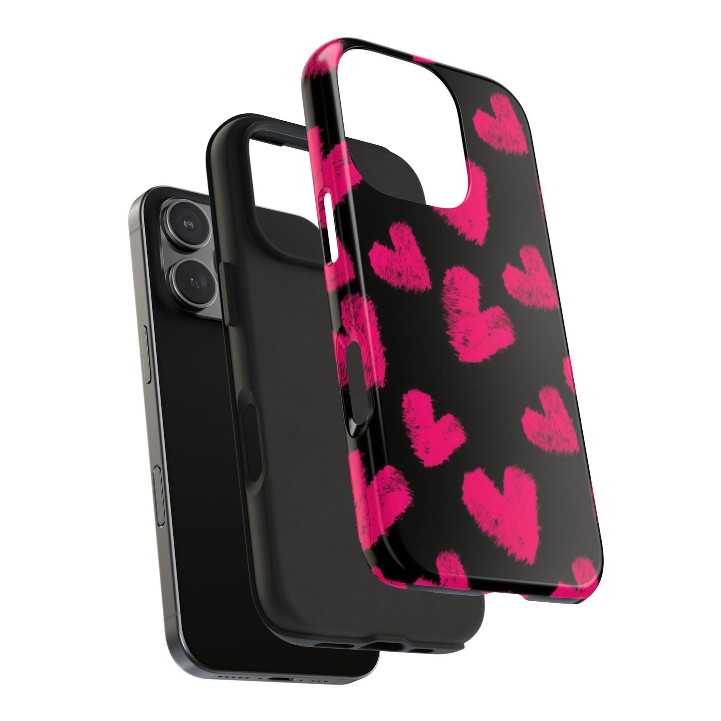 Hot Pink Fuzzy Hearts iPhone Tough Case