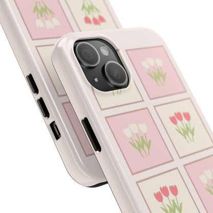 Floral Pastel Tulips Garden Tough iPhone Cases