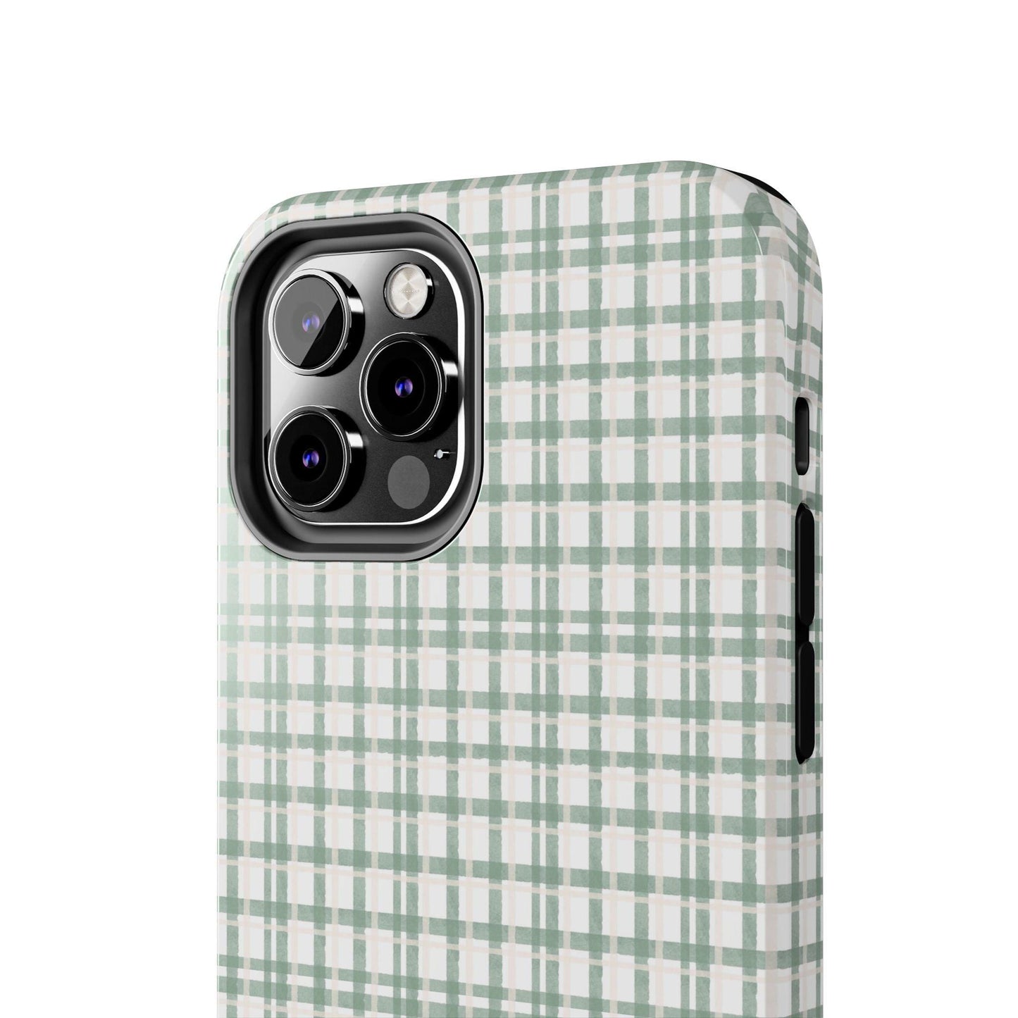 Vintage Sage Gingham Tough iPhone Cases