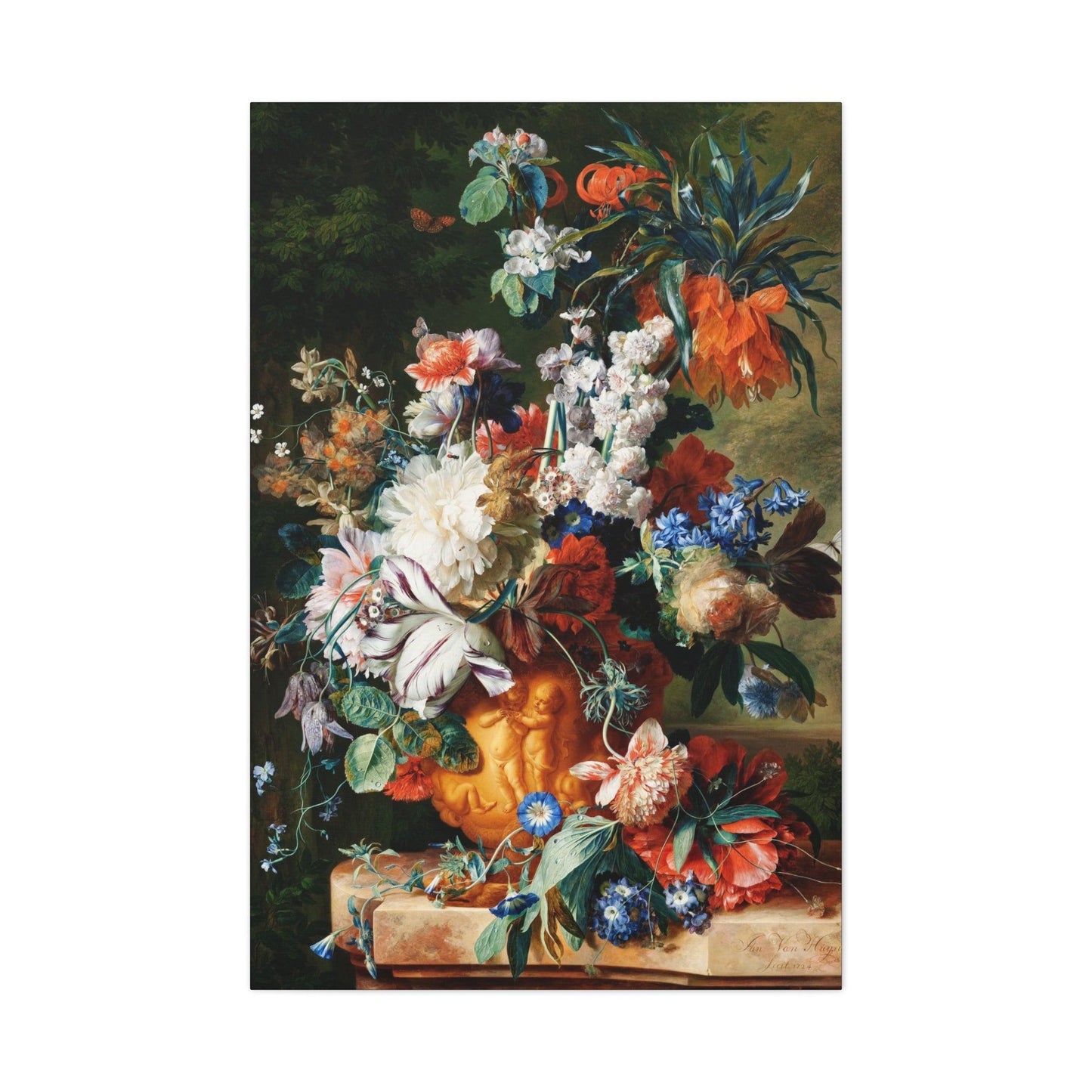 Bouquet of Flowers in an Urn (1724) by Jan van Huysum (Painting) - Canvas Gallery Wraps