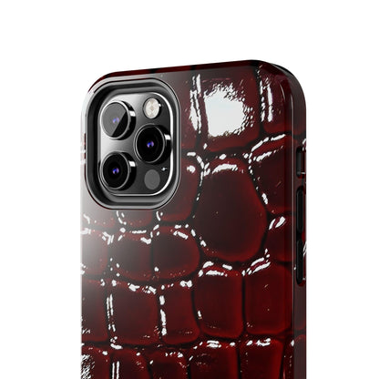 Croc Print Cherry Red Tough Phone Case – Luxe Protection with Bold Style