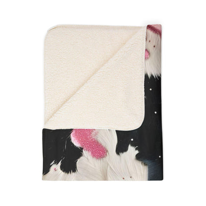 Fuzzy Pink Black Beige - Comfortable Fleece Sherpa Blanket