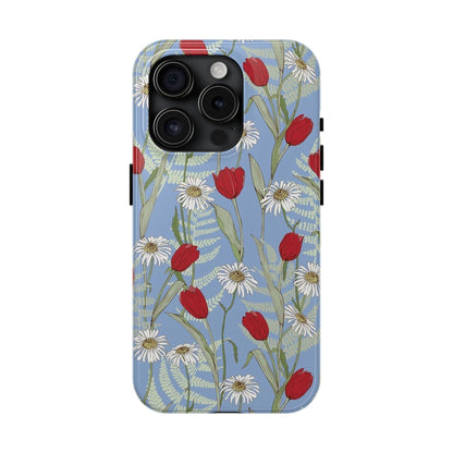 Blooms on Blue Tough iPhone Cases