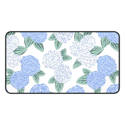 Hydrangea Aesthetic Desk Mat in Soothing Baby Blue Color  -  Anti Slip Desk Mat