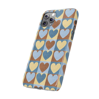 Retro Heart Mosaic Grid Case iPhone Cases