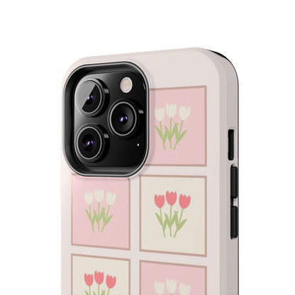 Floral Pastel Tulips Garden Tough iPhone Cases