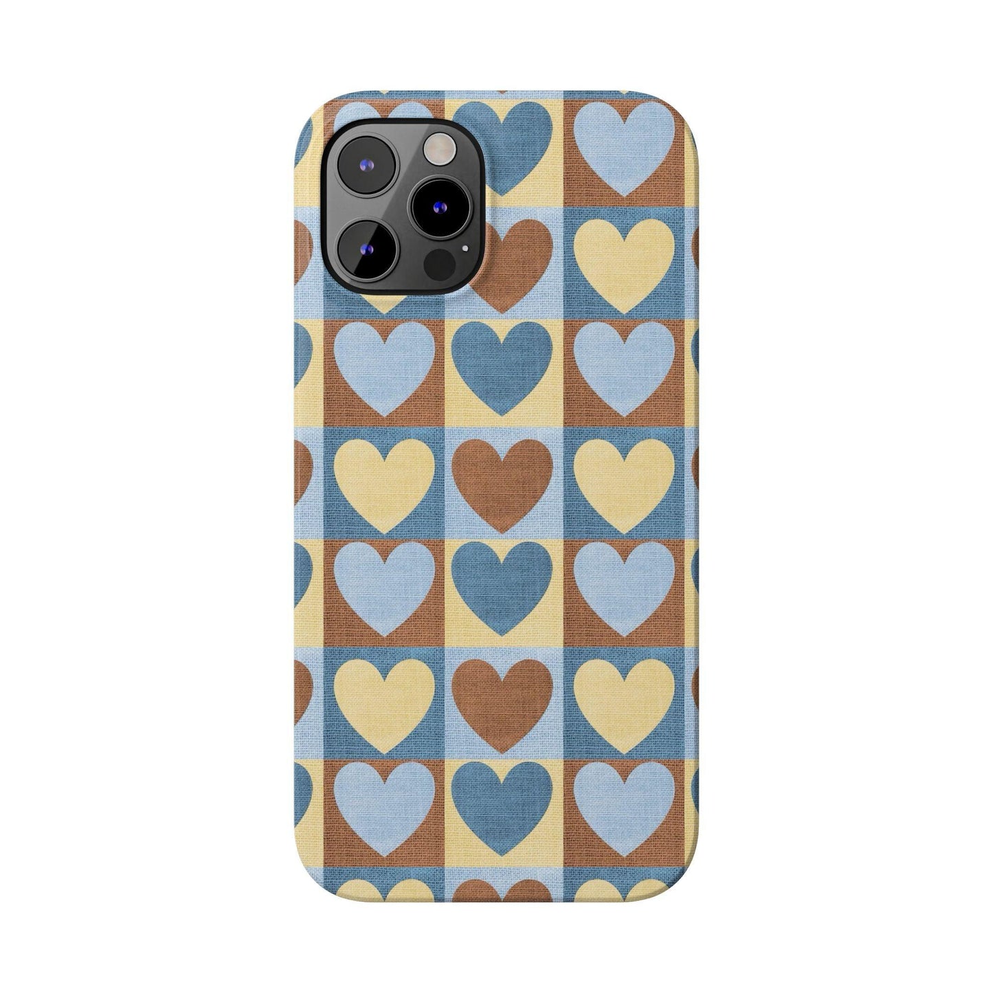 Retro Heart Mosaic Grid Case iPhone Cases