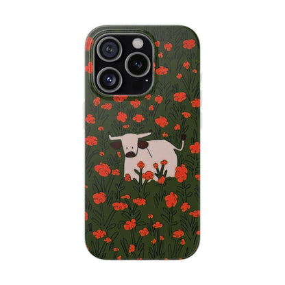 Cow in Flower Field - Flexi iPhone Cases