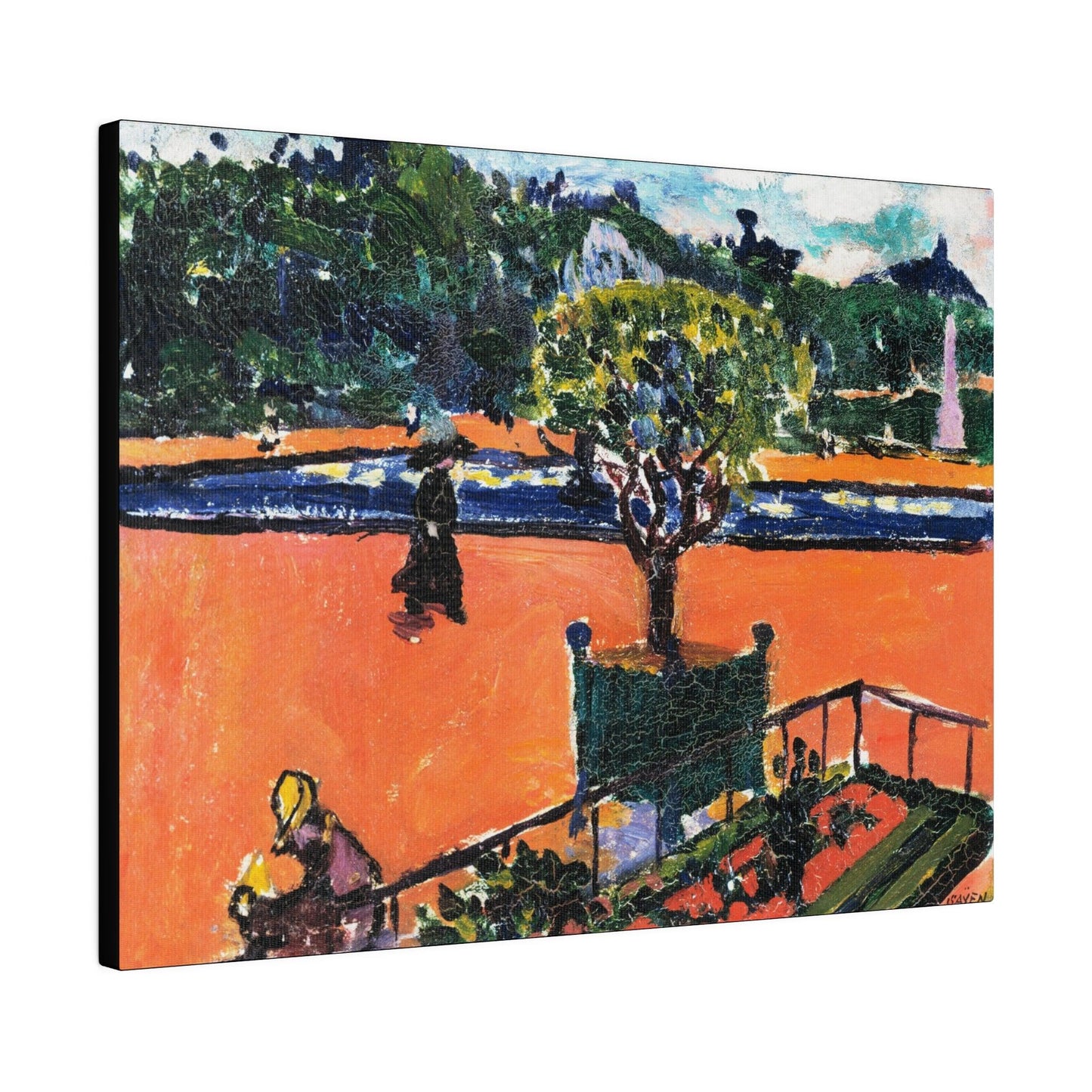 In the Luxembourg Gardens 1910 painting in high resolution by Henry Lyman Sayen on a Matte Canvas Stretched 0.75