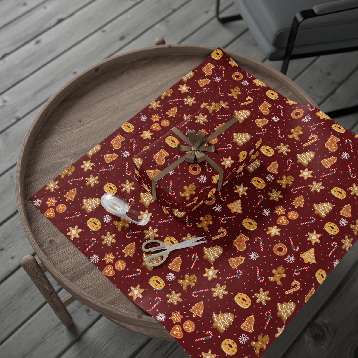 The Cookie Wonderland Burgundy Wrapping Paper