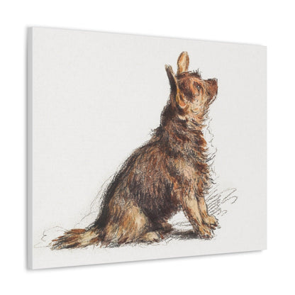 Sitting Terrier by William Henry Hunt - Canvas Gallery Wraps - Aesthetic watercolor