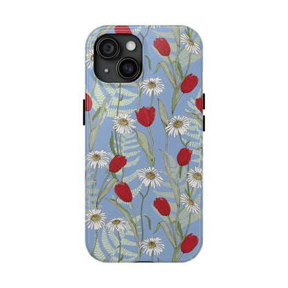 Blooms on Blue Tough iPhone Cases