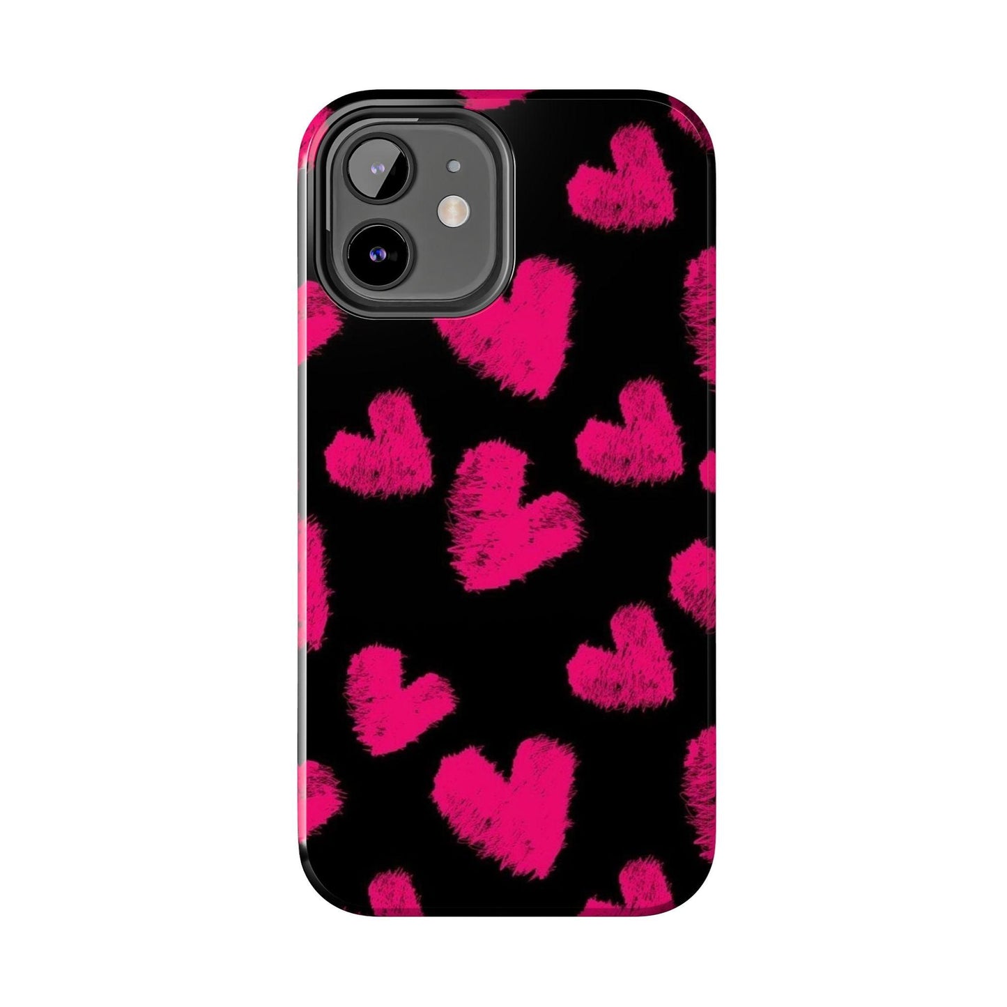 Hot Pink Fuzzy Hearts iPhone Tough Case