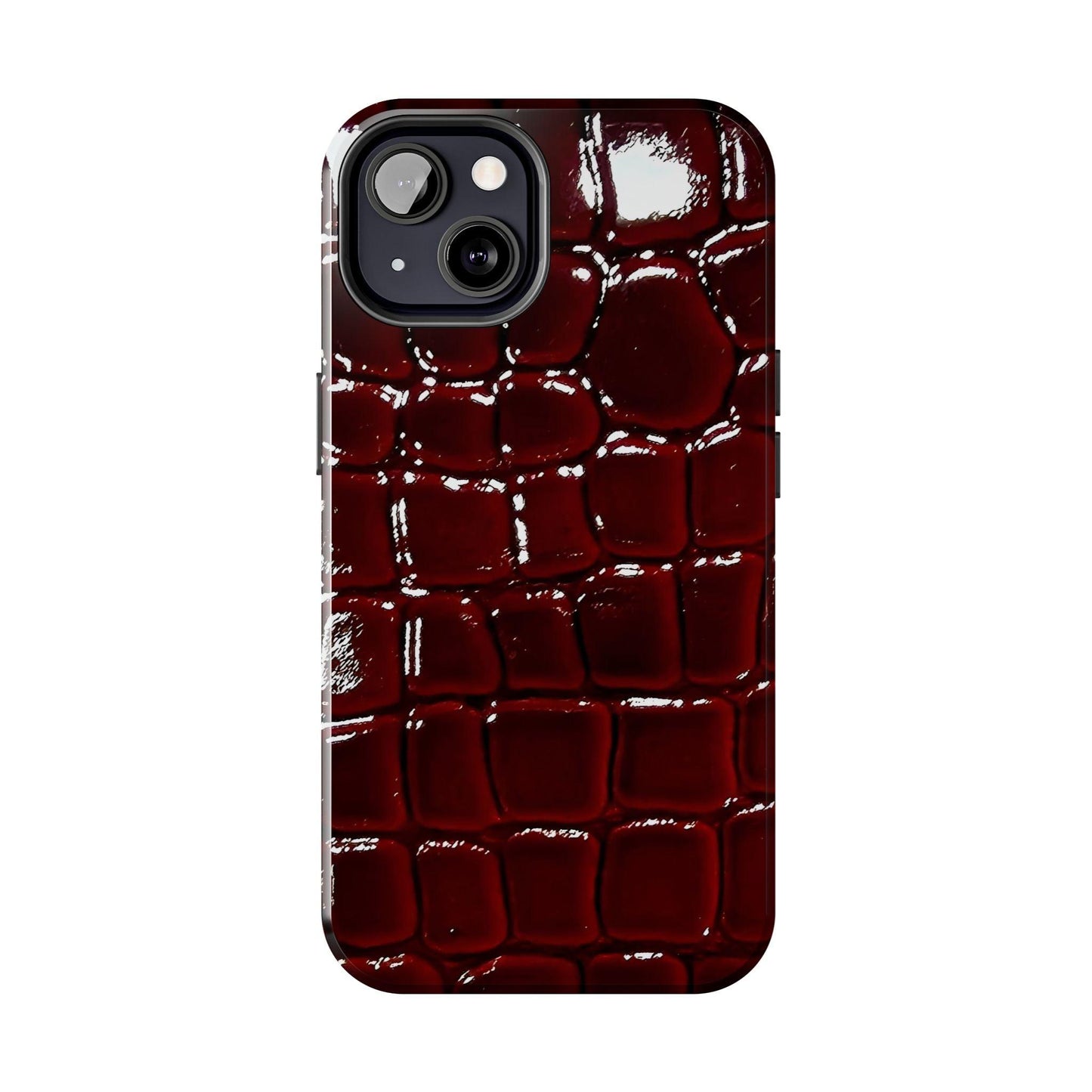 Croc Print Cherry Red Tough Phone Case – Luxe Protection with Bold Style