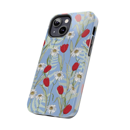 Blooms on Blue Tough iPhone Cases