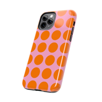 Orange Dots on Pink Tough Phone Cases