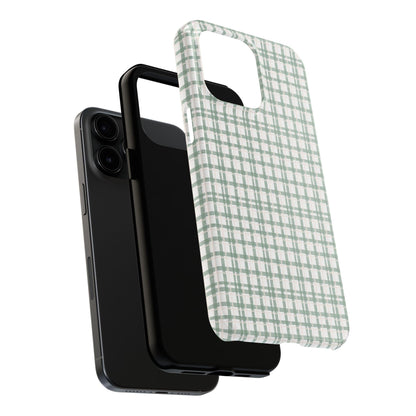 Vintage Sage Gingham Tough iPhone Cases