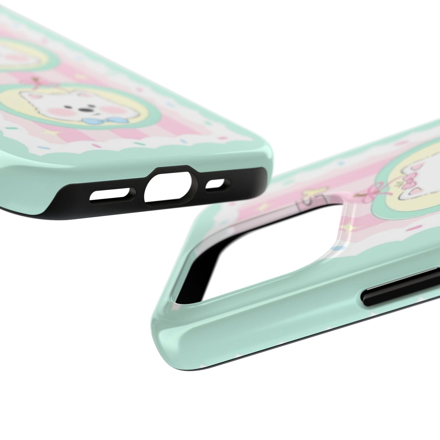 Cute Puppy Pink and Green Tough iPhone Cases