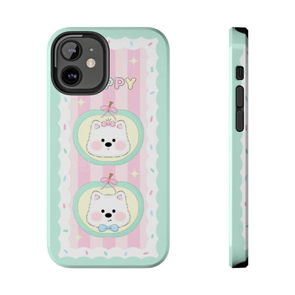 Cute Puppy Pink and Green Tough iPhone Cases