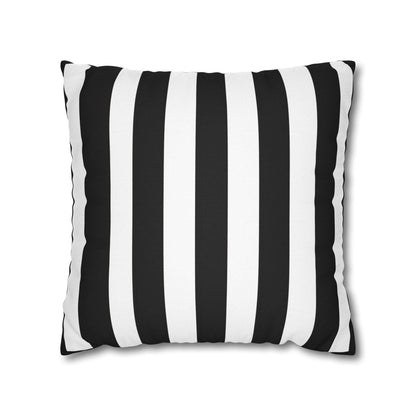 Imperial Edge Luxe Linear Cushion - Monochrome Black and White Spun Polyester Square Pillowcase