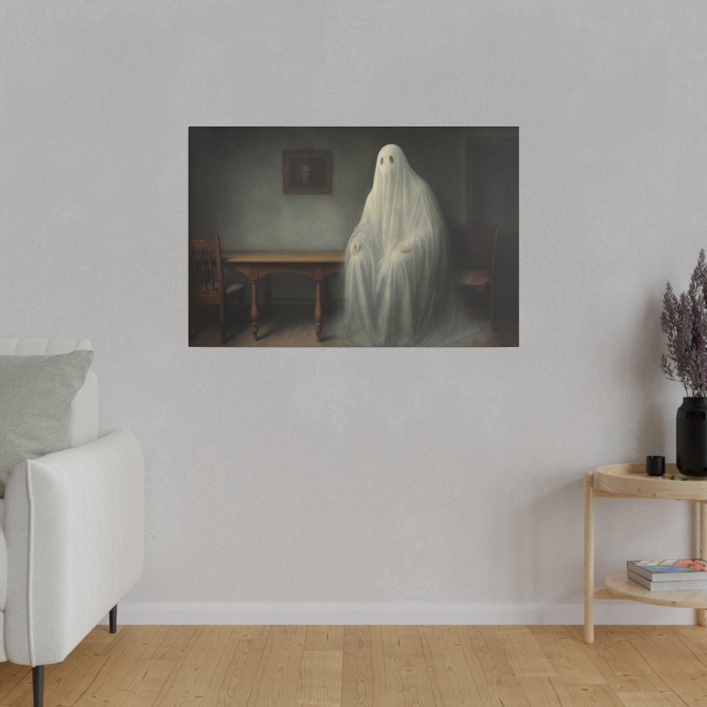 Ghost in the living room painting art furniture - Matte Canvas, Stretched, 0.75"