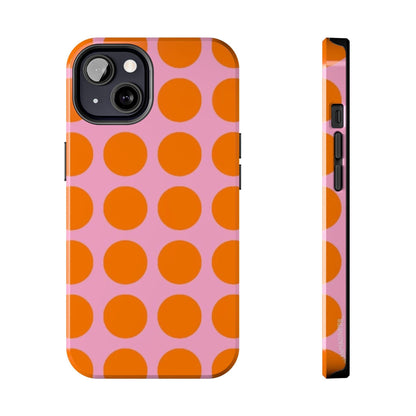 Orange Dots on Pink Tough Phone Cases