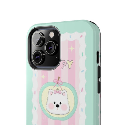 Cute Puppy Pink and Green Tough iPhone Cases