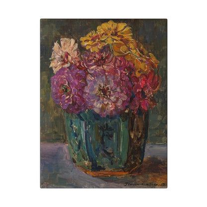 Still Life with Zinnias in a green Jar (1910) by Floris Verster - Matte Canvas, Stretched, 0.75"