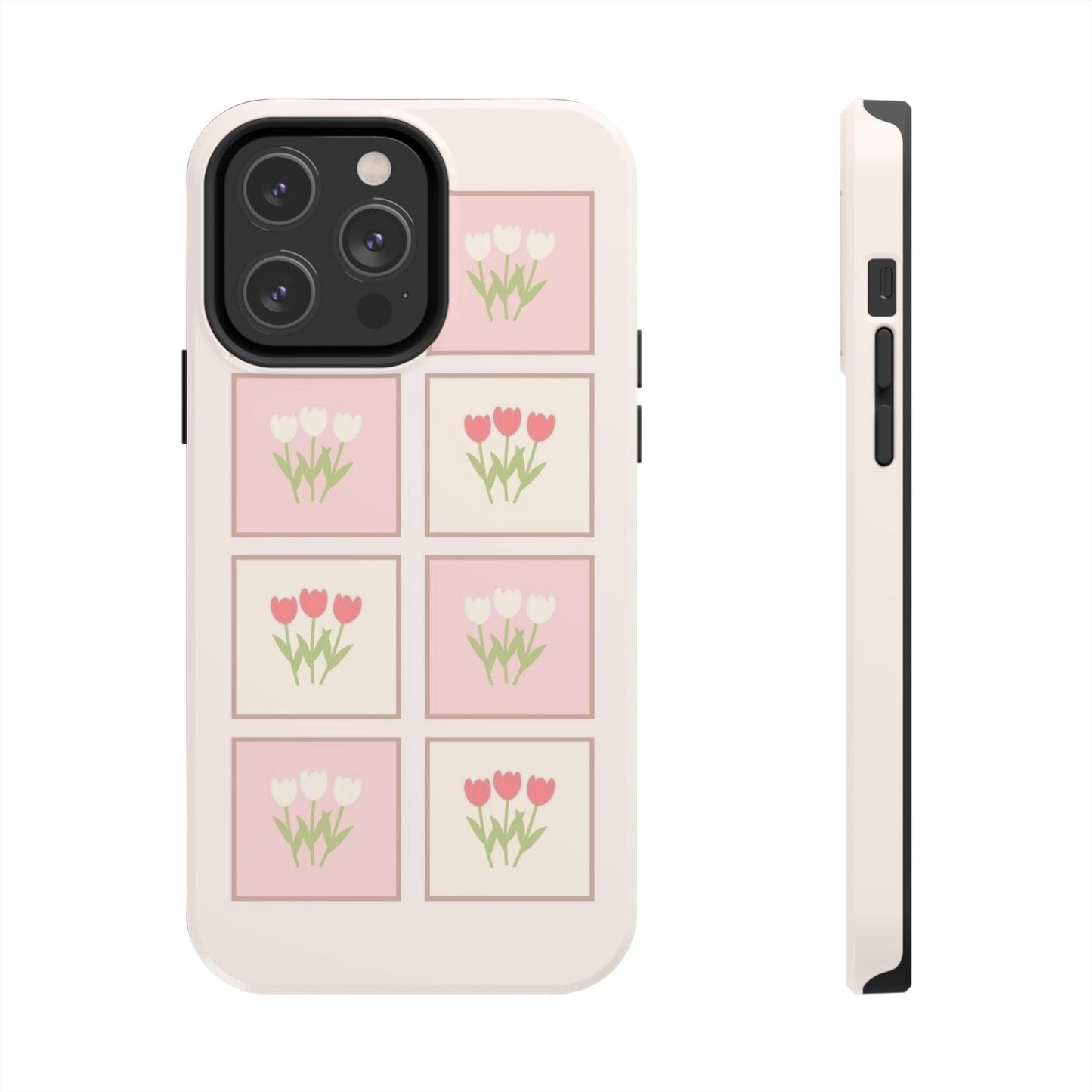 Floral Pastel Tulips Garden Tough iPhone Cases