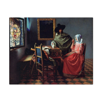 The Wine Glass by Johannes Vermeer circa 1658 to 1660 famous painting on a Matte Canvas Stretched 0.75