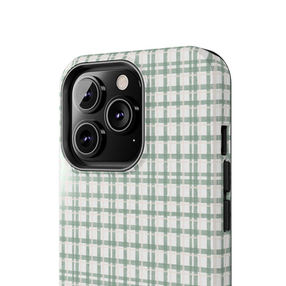 Vintage Sage Gingham Tough iPhone Cases