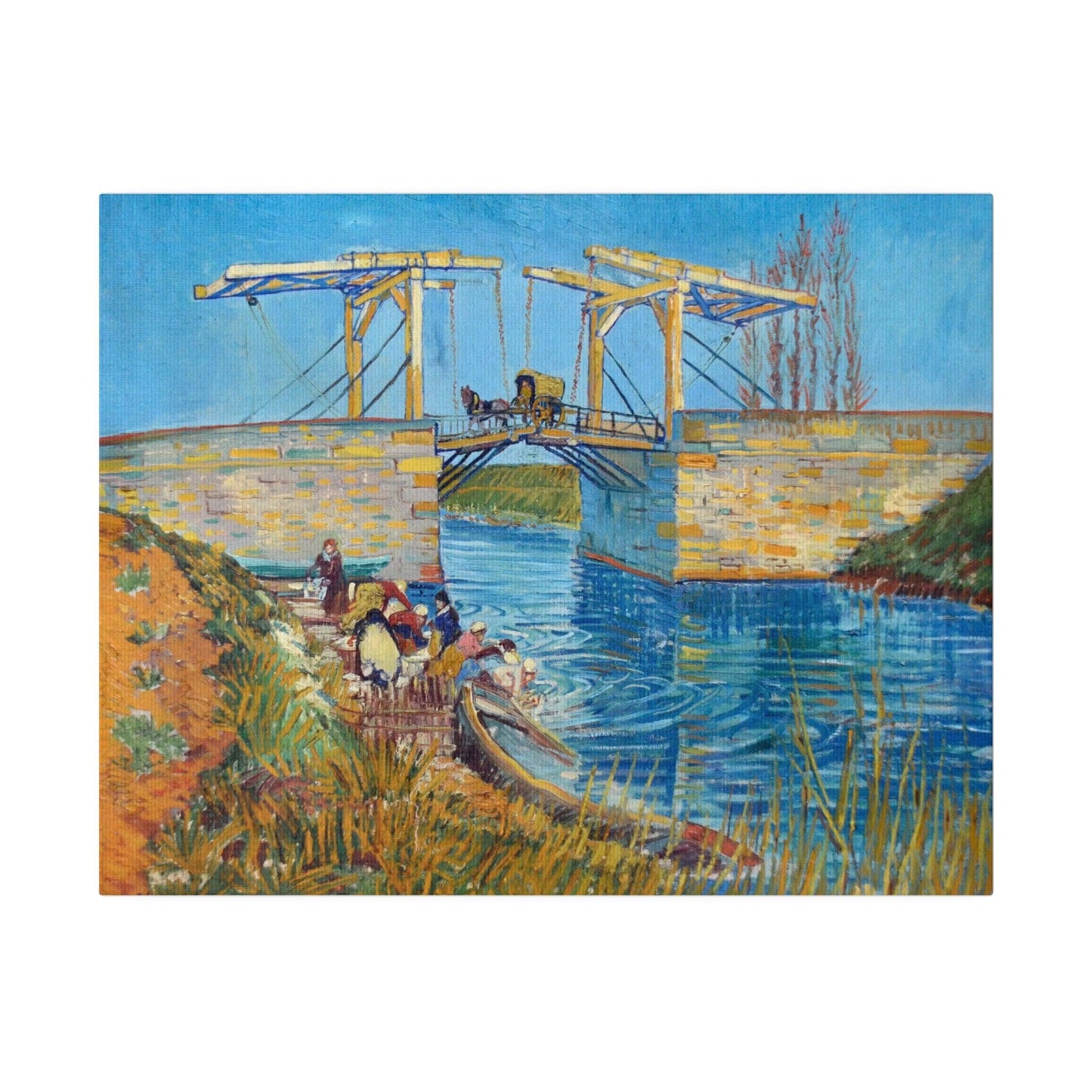 Vincent van Gogh's The Langlois Bridge at Arles with Women Washing (1888) famous painting - Matte Canvas, Stretched, 0.75"