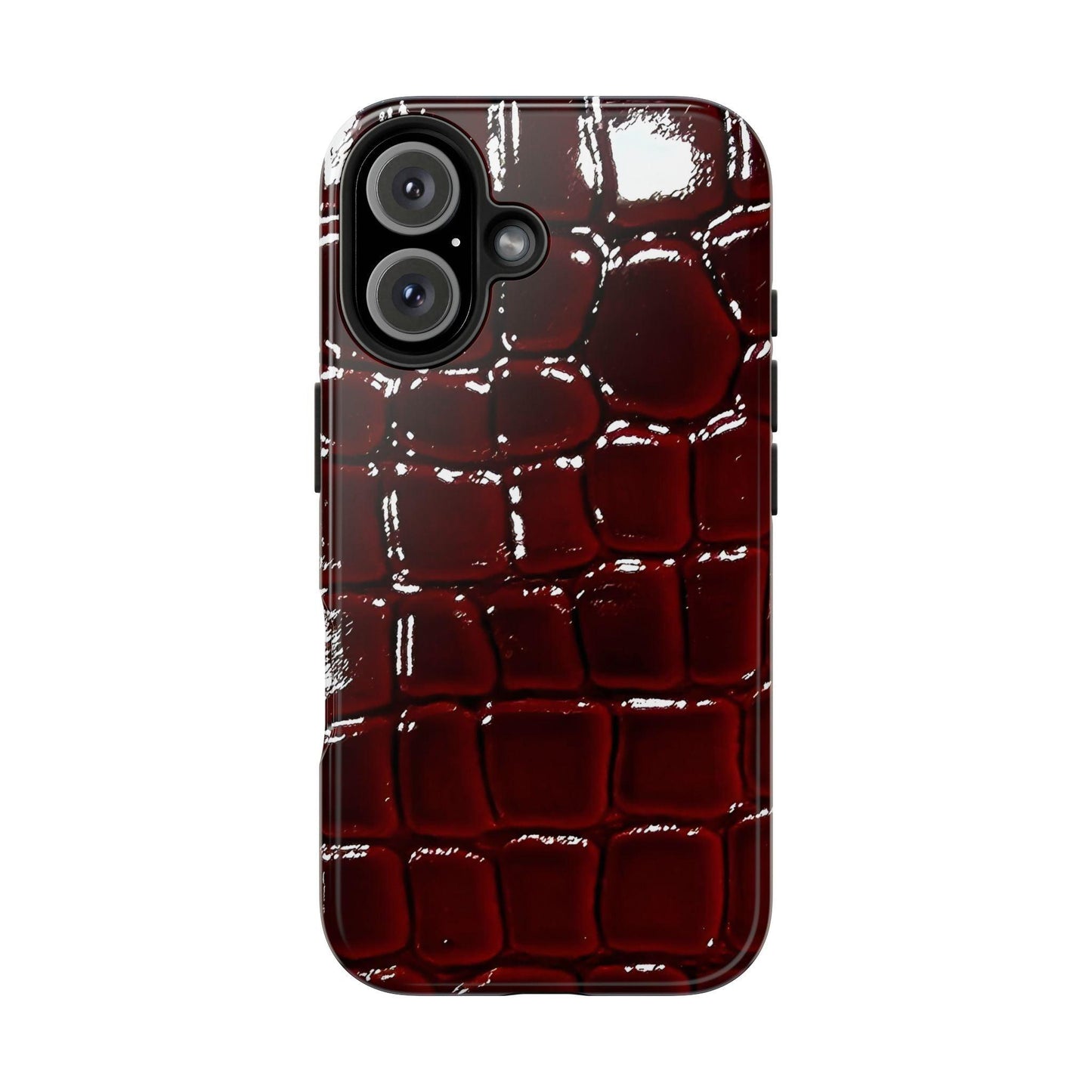 Croc Print Cherry Red Tough Phone Case – Luxe Protection with Bold Style