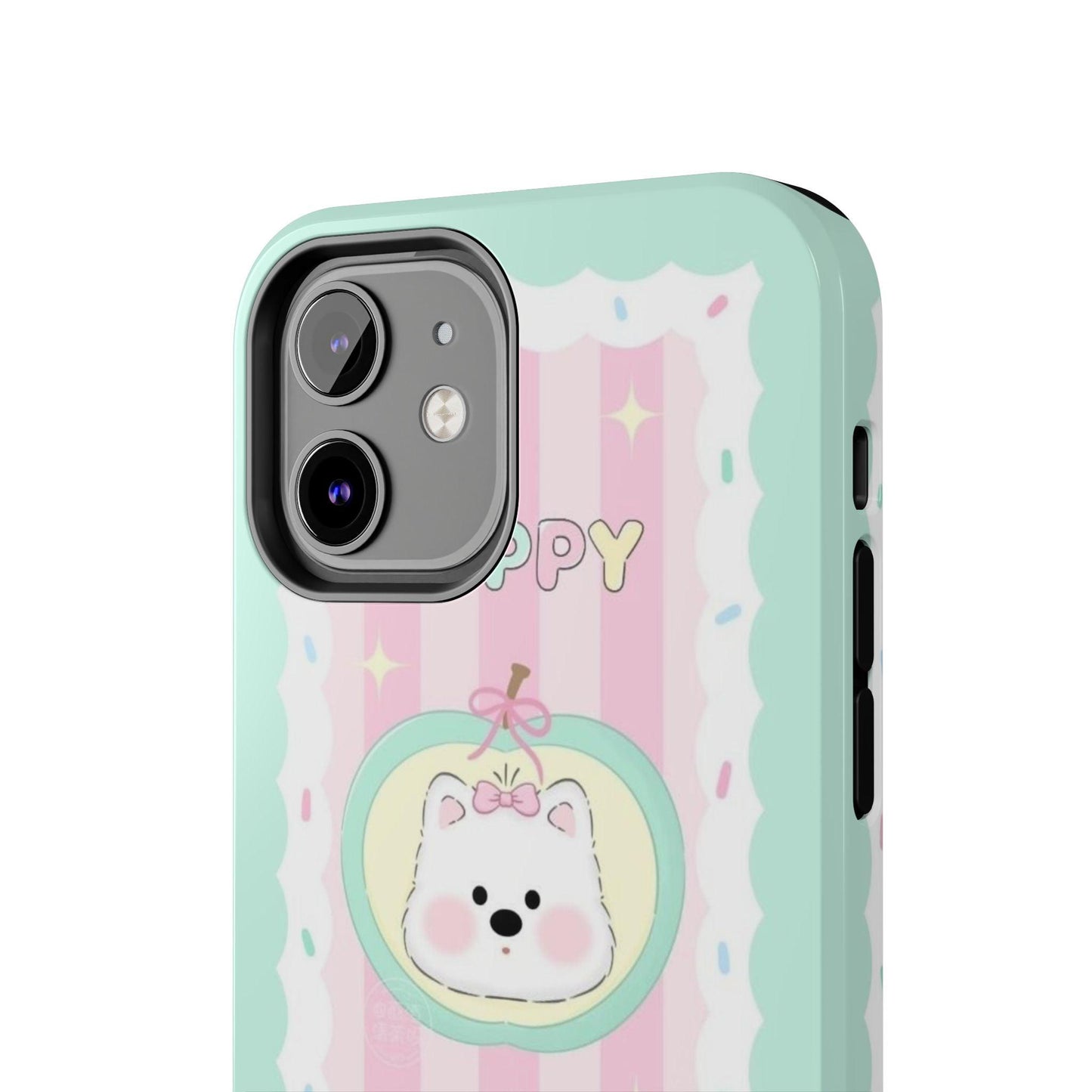 Cute Puppy Pink and Green Tough iPhone Cases