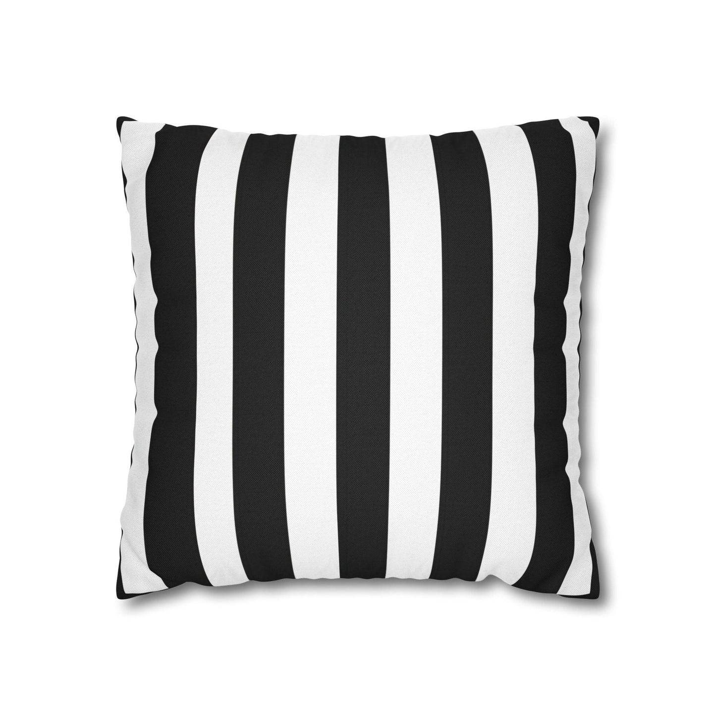 Imperial Edge Luxe Linear Cushion - Monochrome Black and White Spun Polyester Square Pillowcase