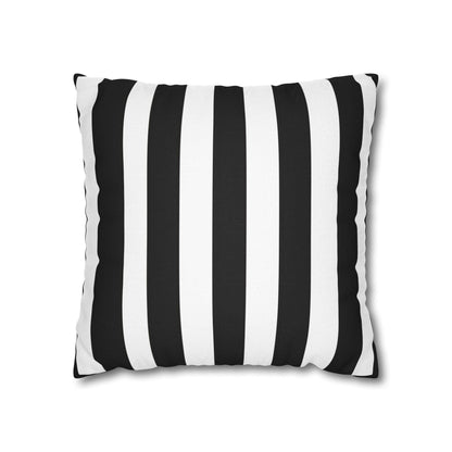 Imperial Edge Luxe Linear Cushion - Monochrome Black and White Spun Polyester Square Pillowcase