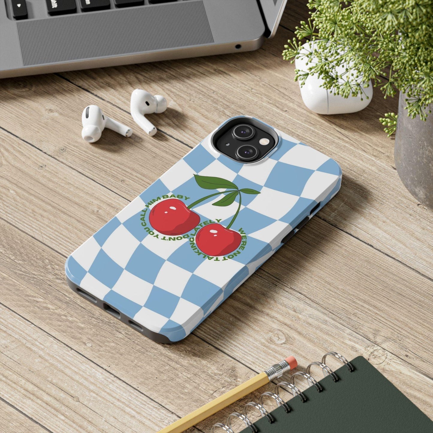 Cherry Gossip Check Tough iPhone Cases