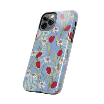 Blooms on Blue Tough iPhone Cases