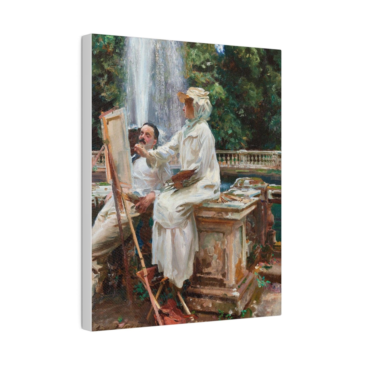 The Fountain Villa Torlonia Frascati Italy 1907 by John Singer Sargent on a Matte Canvas Stretched 0.75