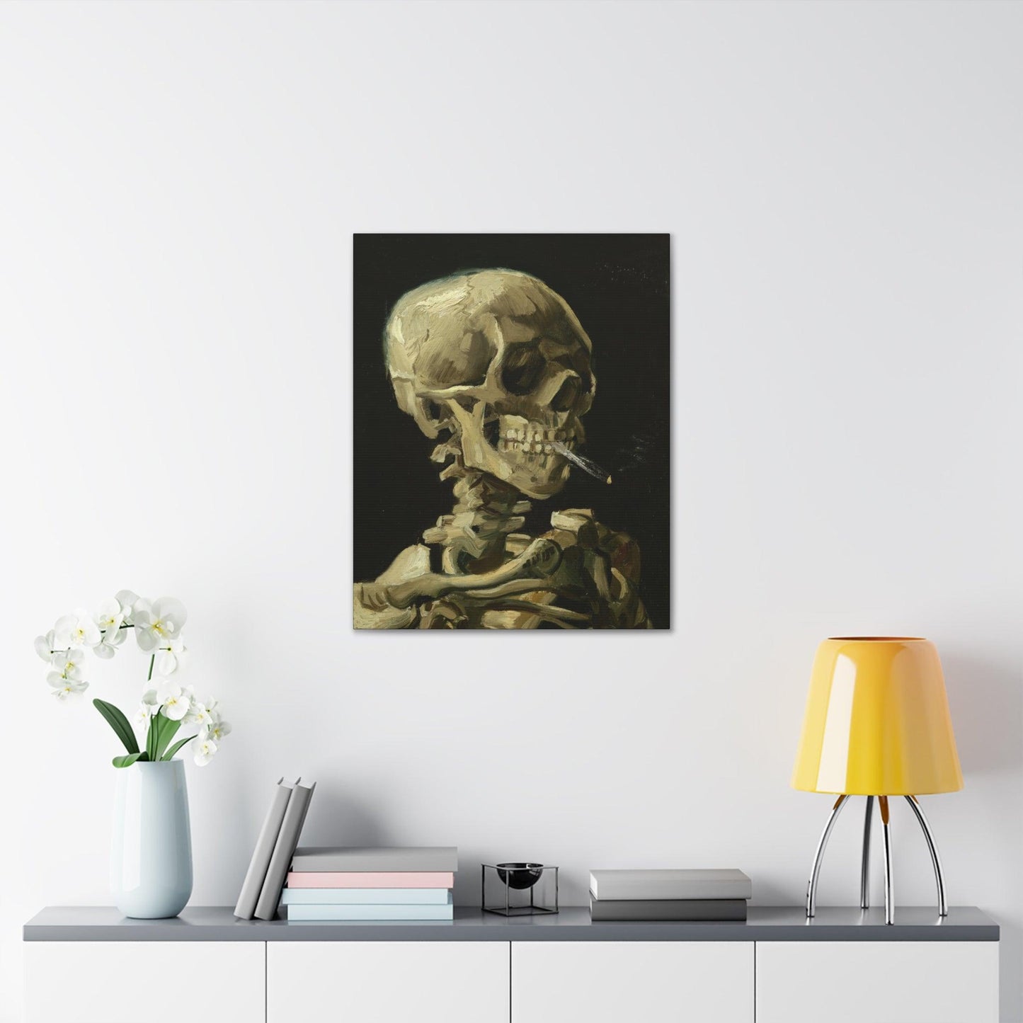 Vincent van Gogh - Head of a skeleton with a burning cigarette - Canvas Gallery Wraps