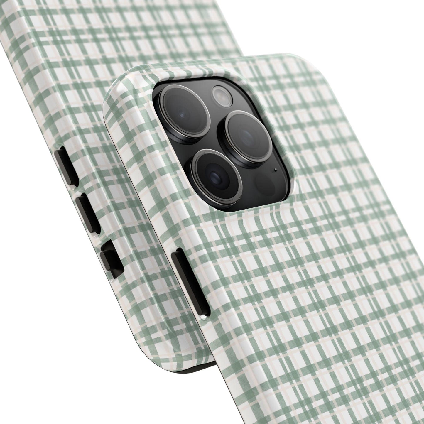 Vintage Sage Gingham Tough iPhone Cases