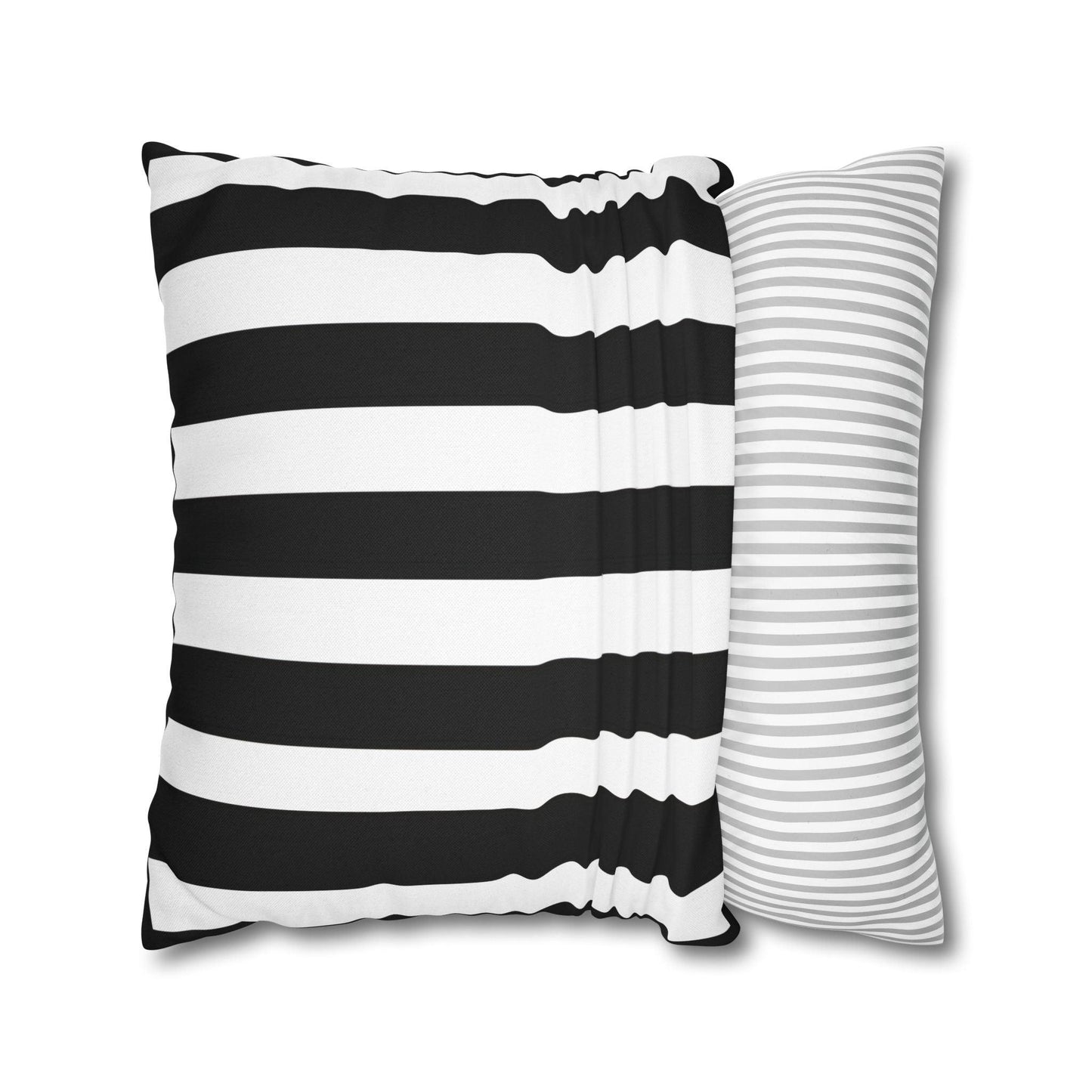 Imperial Edge Luxe Linear Cushion - Monochrome Black and White Spun Polyester Square Pillowcase