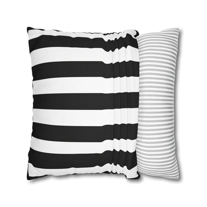 Imperial Edge Luxe Linear Cushion - Monochrome Black and White Spun Polyester Square Pillowcase