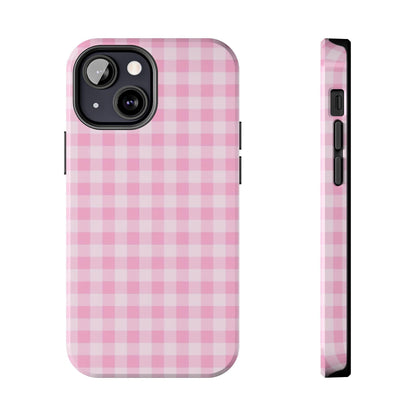 Pink Gingham Tough iPhone Cases