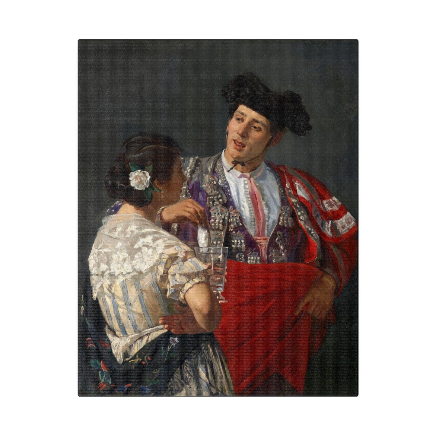 Offering the panel to the bullfighter (1873) painting by Mary Cassatt - Matte Canvas, Stretched, 0.75"