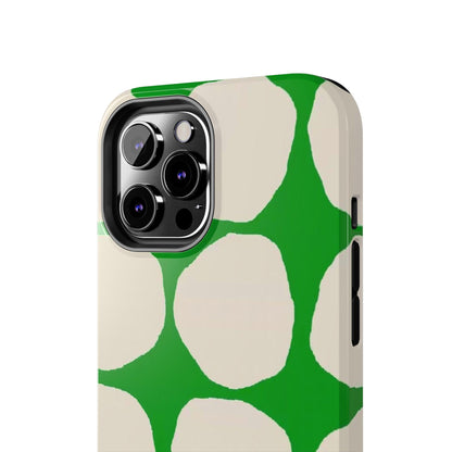 Green Scape with Beige Dots Tough iPhone Cases