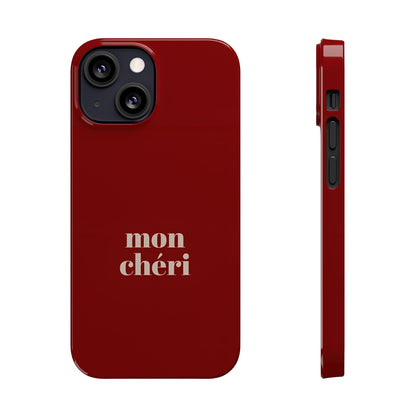 Mon Cheri iPhone Slim Phone Cases (Cherry Red)