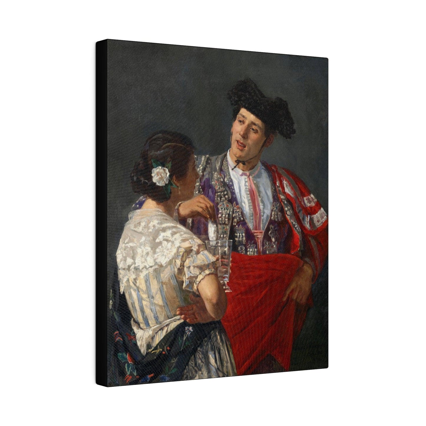 Offering the panel to the bullfighter (1873) painting by Mary Cassatt - Matte Canvas, Stretched, 0.75"