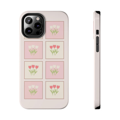 Floral Pastel Tulips Garden Tough iPhone Cases